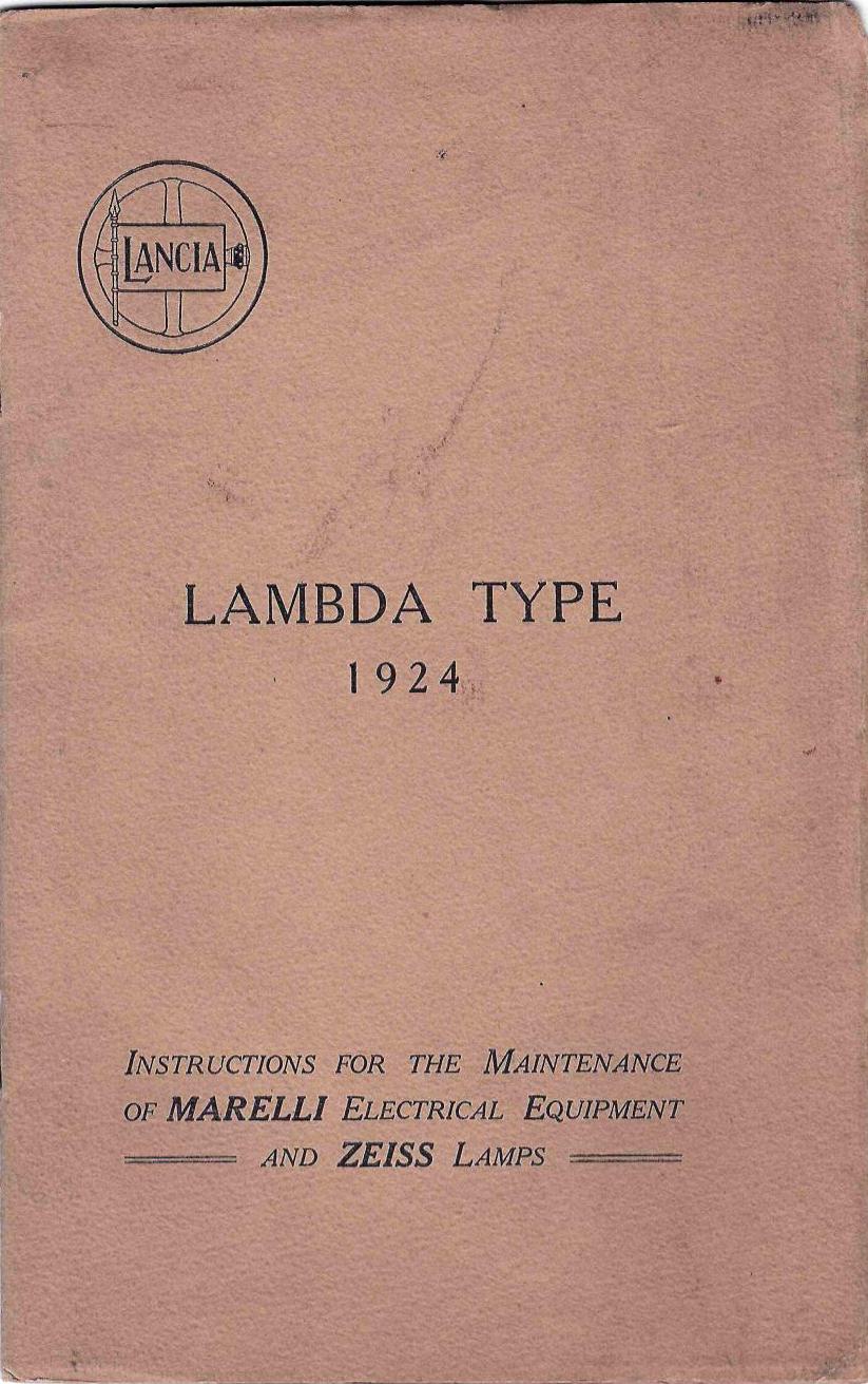 Lambda 1924 - Wartungsanleitung für elektr. Ausrüstung  für Marelli und Zeiss-Scheinwerfer