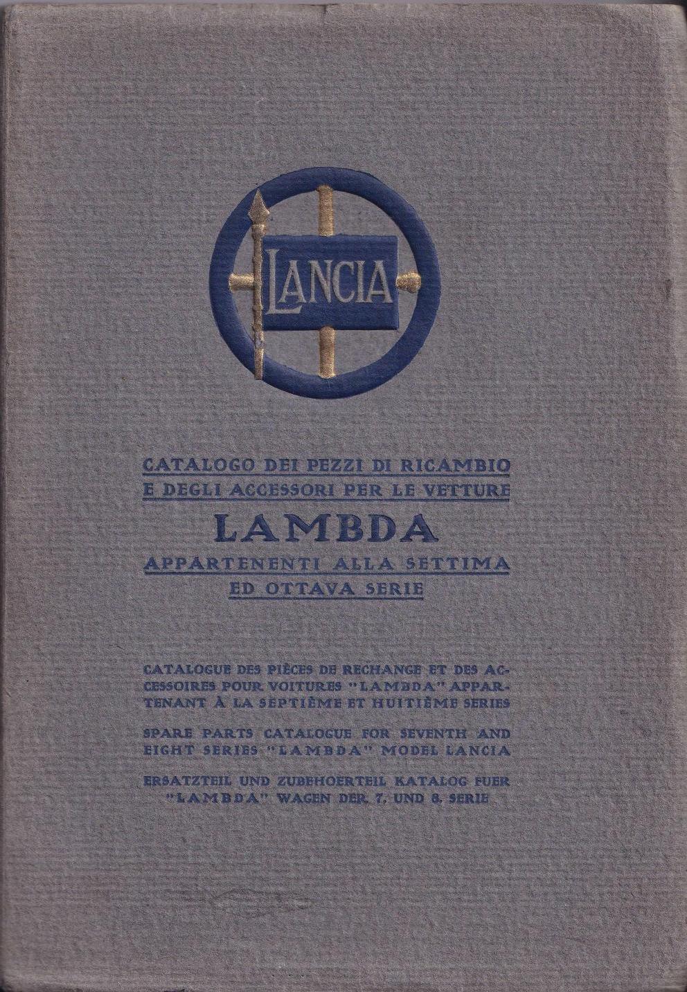 Lambda 7. + 8. Serie - Ersatzteil-und-Zubehörkatalog - ital.,franz.,engl.,deut. - September 1927