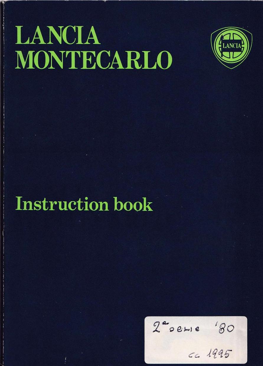 Lancia Montecarlo - Betriebsanleitung - englisch - Jänner 1980
