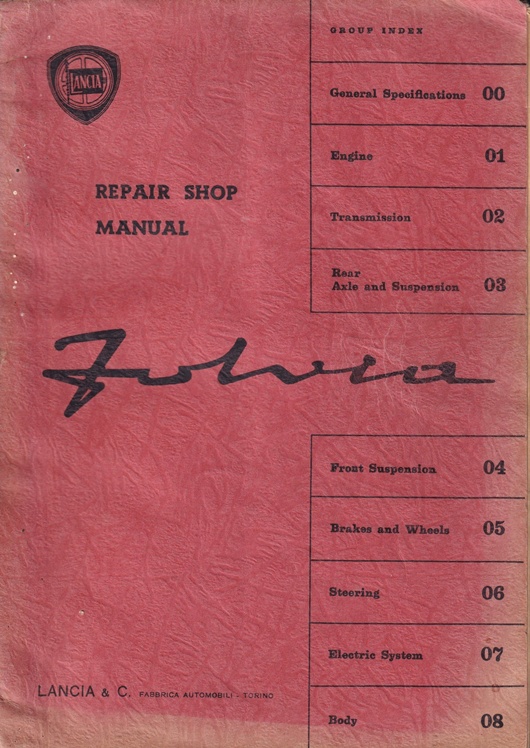 Fulvia - Werkstatthandbuch - englisch - 1. Ausgabe Jänner 1965