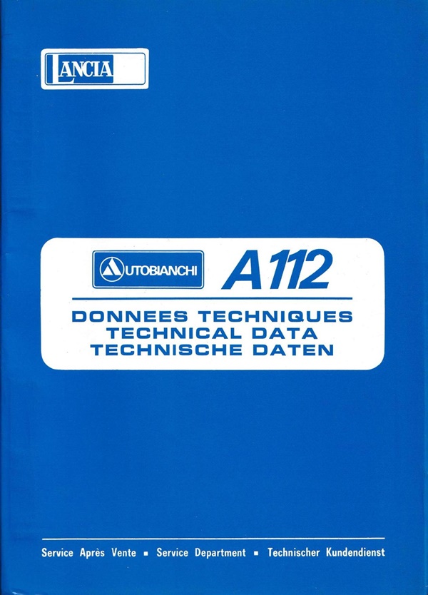 Autobianchi A112 - Technische Daten - Techn. Kundendienst - franz., engl., deut. - April 1977