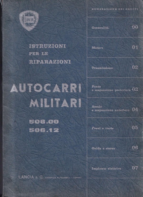 Autocarri Militare 506.00/506.12 - Werkstatthandbuch - italienisch - 1. Ausgabe November 1961