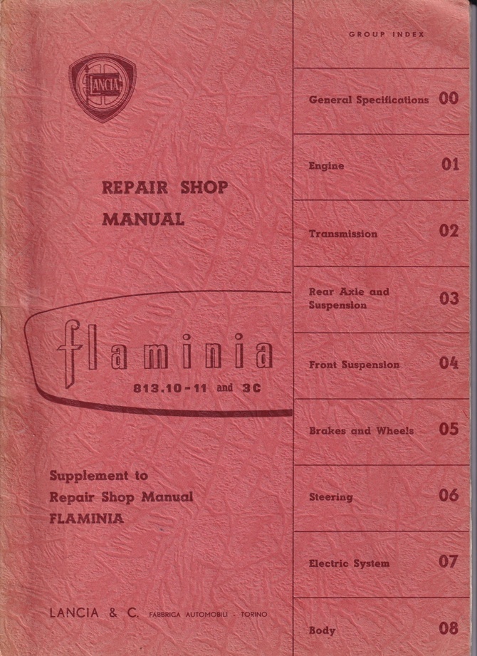Flaminia - Werkstatthandbuch - Ergänzung 813.10.-11 + 3C - englisch - 1. Ausgabe Juni 1962