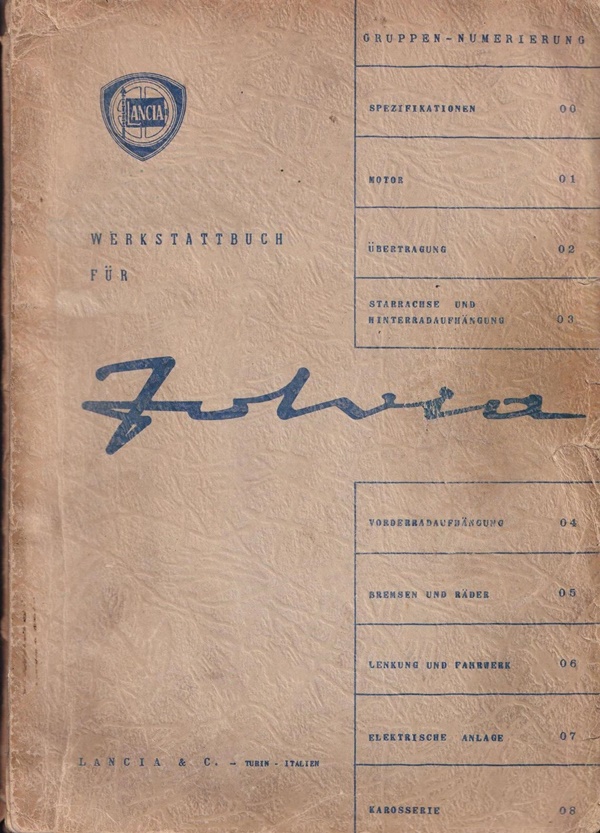Fulvia - Werkstatthandbuch - deutsch - 1. Ausgabe Mai 1964