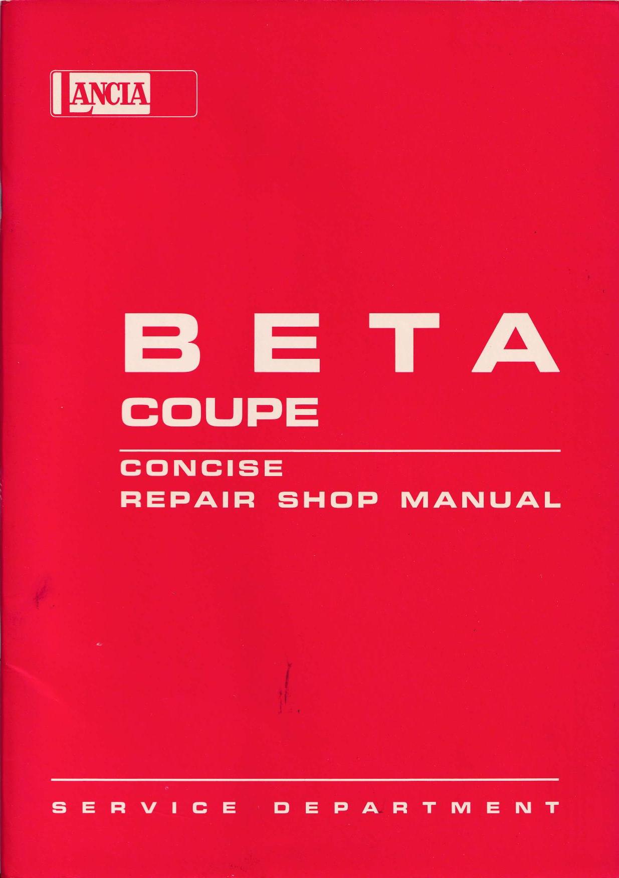 Beta Coupé - Werkstattheft - Techn. Kundendienst - englisch - 1 Ausgabe Februar 1975
