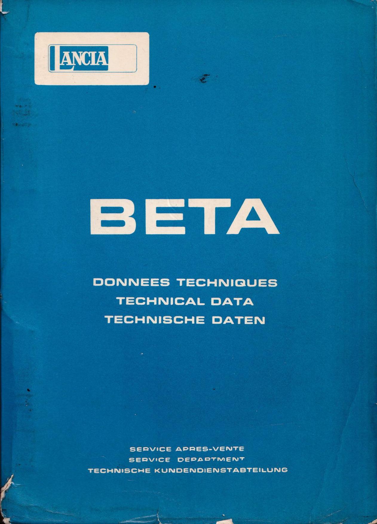Beta - Technische Daten - Techn. Kundendienst - französisch, englisch, deutsch - 1. Ausgabe März 1973