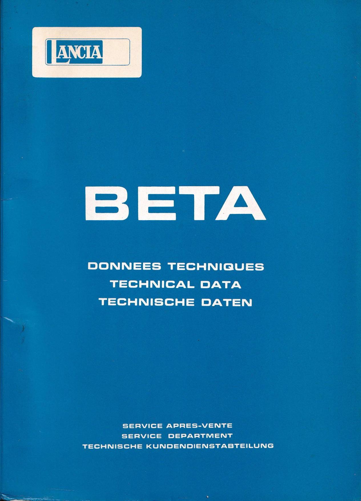 Beta - Technische Daten - Techn. Kundendienst - französisch, englisch, deutsch - 2. Ausgabe Juni 1974