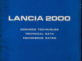 Lancia 2000 - Technische Daten - Techn. Kundendienst - ital., engl., deut. - 1. Ausgabe Februar 1972