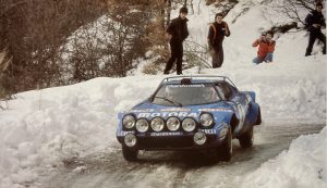 Bernard Darniche, Stratos HF – Quelle: Brägger, Die Geschichte der Rallye Monte Carlo, Edition Scriptum 1988